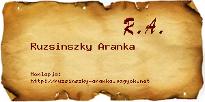Ruzsinszky Aranka névjegykártya