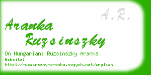 aranka ruzsinszky business card